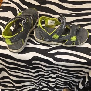 Timberland Kids Charcoal and Lime Sandals